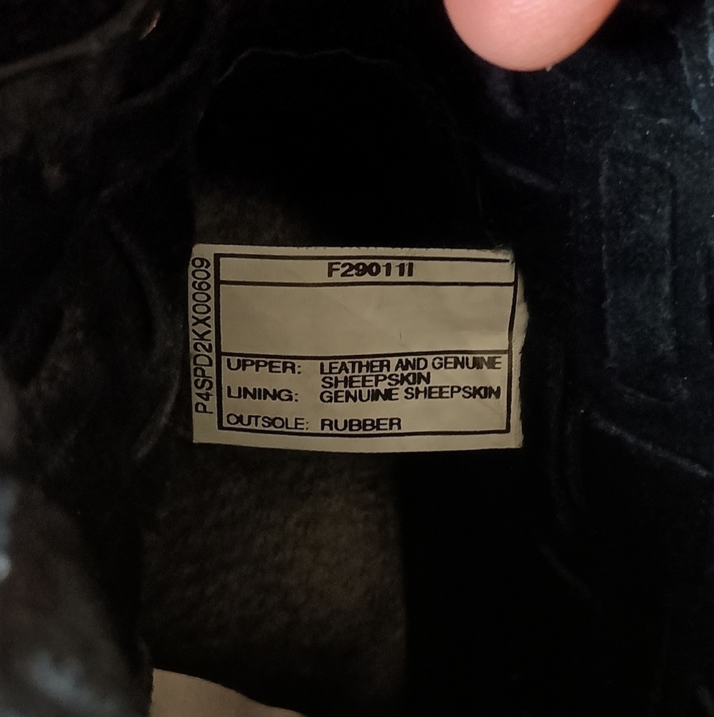 UGG Elegant Black Suede Leather With Sheepskin Women's Clog Wooden Sole Boots_7 - Picture 8 of 10